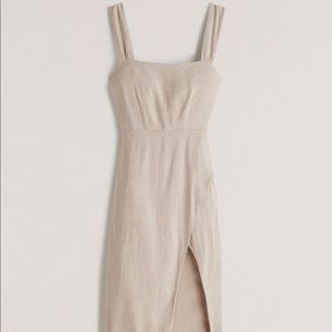 Abercrombie & Fitch Wrap-Front Linen Midi Dress